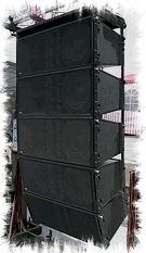 Line Array SECO CX 2003 zavěšený na rampě